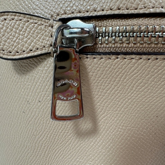 COACH Zip Top Tote In Crossgrain Leather Tan with Yellow F59855 Quiet Luxury - Picture 8 of 13